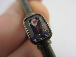 Amethyst in Sterling Silver Bar Brooch Pin Vintage Art Deco c1920