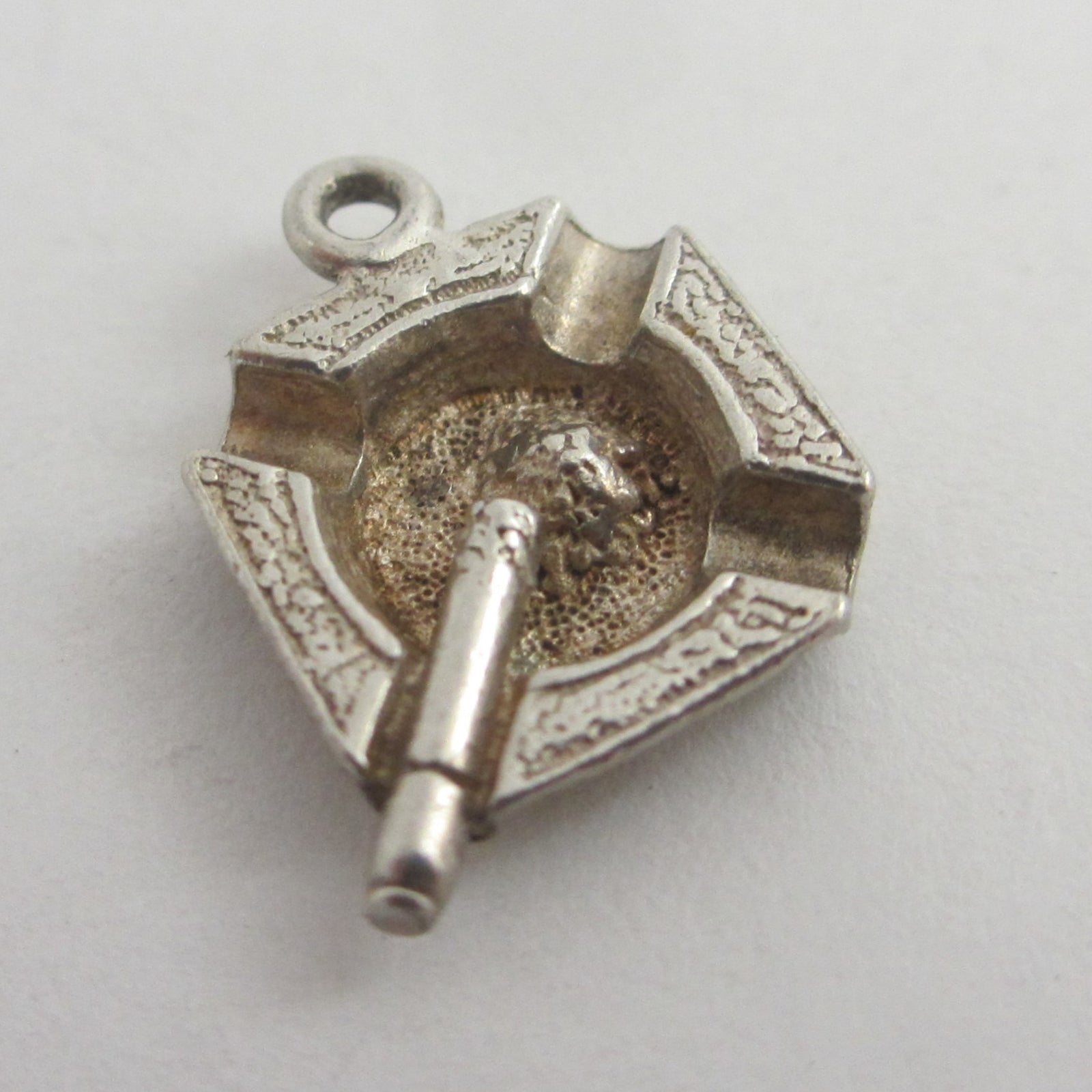 Smokers Ashtray Sterling Silver Charm or Pendant Vintage c1960