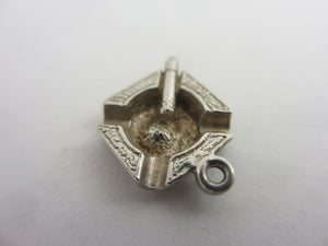 Smokers Ashtray Sterling Silver Charm or Pendant Vintage c1960