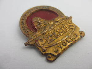 Advertising Bicycle Phillips Cycles Brass Badge Brooch Pin Vintage Art Deco c1920