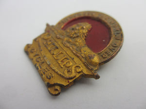 Advertising Bicycle Phillips Cycles Brass Badge Brooch Pin Vintage Art Deco c1920