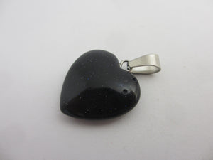 Blue Goldstone Heart Pendant Sterling Silver Bale Vintage c1980