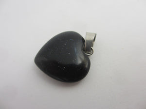 Blue Goldstone Heart Pendant Sterling Silver Bale Vintage c1980