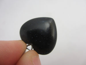 Blue Goldstone Heart Pendant Sterling Silver Bale Vintage c1980