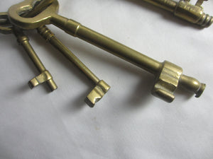 Set of 5 Brass Keys Vintage c1950