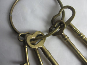 Set of 5 Brass Keys Vintage c1950