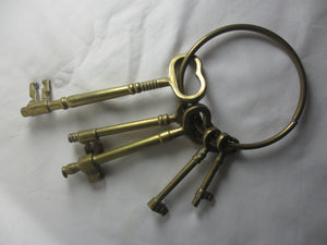 Set of 5 Brass Keys Vintage c1950