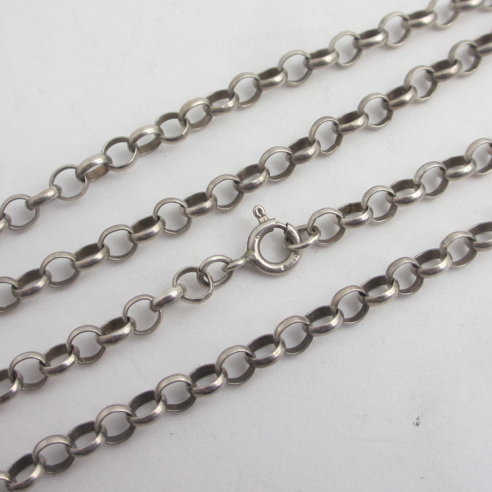 Sterling Silver Cable Link Chain Necklace 77.5cm / 30.5" Vintage Art Deco