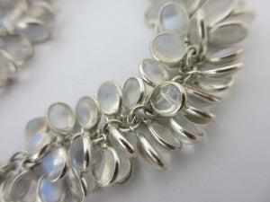 Multi Cabochon Moonstone Drops in Sterling Silver Pendant Charm Bracelet Vintage c1980