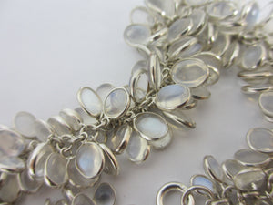 Multi Cabochon Moonstone Drops in Sterling Silver Pendant Charm Bracelet Vintage c1980