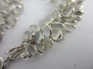 Multi Cabochon Moonstone Drops in Sterling Silver Pendant Charm Bracelet Vintage c1980