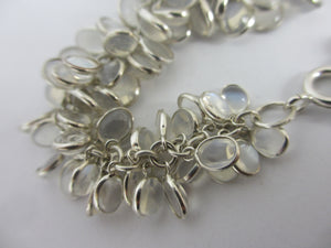 Multi Cabochon Moonstone Drops in Sterling Silver Pendant Charm Bracelet Vintage c1980