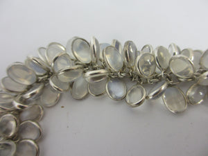 Multi Cabochon Moonstone Drops in Sterling Silver Pendant Charm Bracelet Vintage c1980