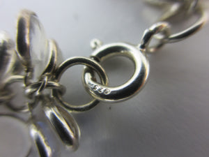 Multi Cabochon Moonstone Drops in Sterling Silver Pendant Charm Bracelet Vintage c1980
