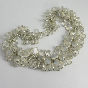 Multi Cabochon Moonstone Drops in Sterling Silver Pendant Charm Bracelet Vintage c1980