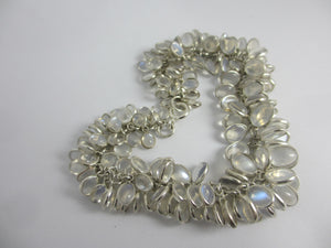 Multi Cabochon Moonstone Drops in Sterling Silver Pendant Charm Bracelet Vintage c1980