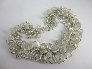 Multi Cabochon Moonstone Drops in Sterling Silver Pendant Charm Bracelet Vintage c1980
