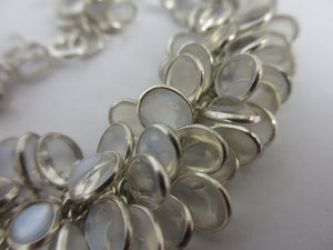 Multi Cabochon Moonstone Drops in Sterling Silver Pendant Charm Bracelet Vintage c1980