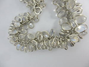 Multi Cabochon Moonstone Drops in Sterling Silver Pendant Charm Bracelet Vintage c1980