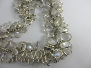 Multi Cabochon Moonstone Drops in Sterling Silver Pendant Charm Bracelet Vintage c1980