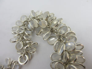 Multi Cabochon Moonstone Drops in Sterling Silver Pendant Charm Bracelet Vintage c1980