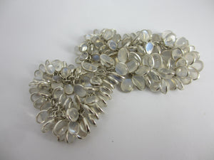 Multi Cabochon Moonstone Drops in Sterling Silver Pendant Charm Bracelet Vintage c1980