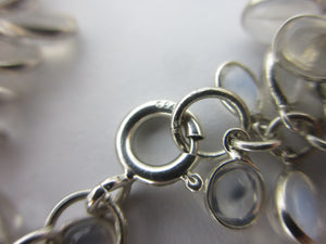 Multi Cabochon Moonstone Drops in Sterling Silver Pendant Charm Bracelet Vintage c1980