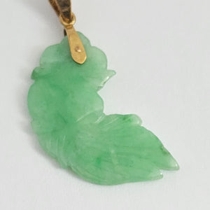 Carved Half Moon Chinese Jade 14k Gold Pendant Vintage c1930