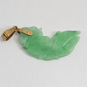 Carved Half Moon Chinese Jade 14k Gold Pendant Vintage c1930