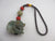 Carved Jade Elephant Cinnabar Lacquer Bead Pendant Charm Fob Vintage Art Deco