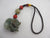 Carved Jade Elephant Cinnabar Lacquer Bead Pendant Charm Fob Vintage Art Deco