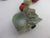 Carved Jade Elephant Cinnabar Lacquer Bead Pendant Charm Fob Vintage Art Deco