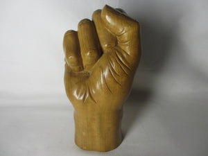 Carved Walnut Hand or Fist Figure Vintage c1970