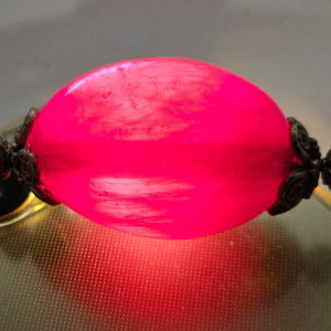 Huge Cherry Amber Bakelite Bead Sterling Silver Fob Pendant Keyring Vintage Art Deco