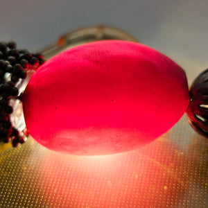 Cherry Amber Bakelite and Sterling Silver Bead Necklace Vintage Art Deco c1920