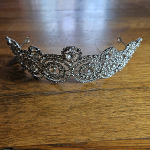 Rhinestone set in Chrome Metal Hair Head Tiara Vintage c1950