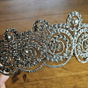 Rhinestone set in Chrome Metal Hair Head Tiara Vintage c1950