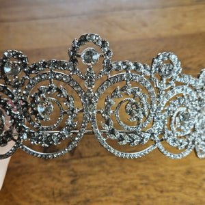 Rhinestone set in Chrome Metal Hair Head Tiara Vintage c1950