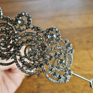 Rhinestone set in Chrome Metal Hair Head Tiara Vintage c1950