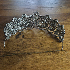 Rhinestone set in Chrome Metal Hair Head Tiara Vintage c1950