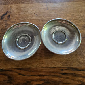 Pair of Coin Dishes Inscribed with a Horse Sterling Silver Vintage Art Deco c1920