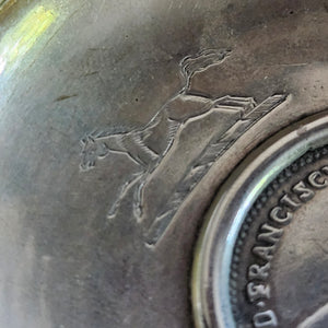 Pair of Coin Dishes Inscribed with a Horse Sterling Silver Vintage Art Deco c1920