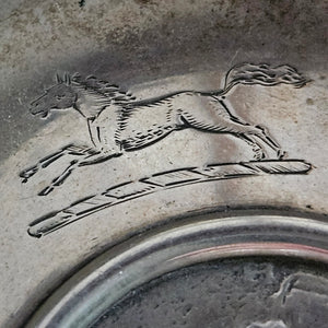 Pair of Coin Dishes Inscribed with a Horse Sterling Silver Vintage Art Deco c1920