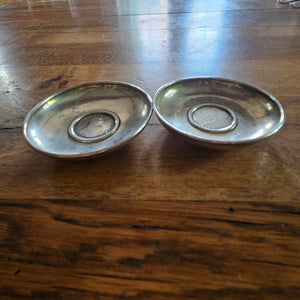 Pair of Coin Dishes Inscribed with a Horse Sterling Silver Vintage Art Deco c1920