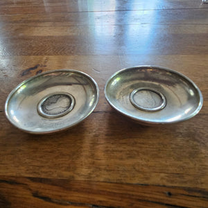 Pair of Coin Dishes Inscribed with a Horse Sterling Silver Vintage Art Deco c1920