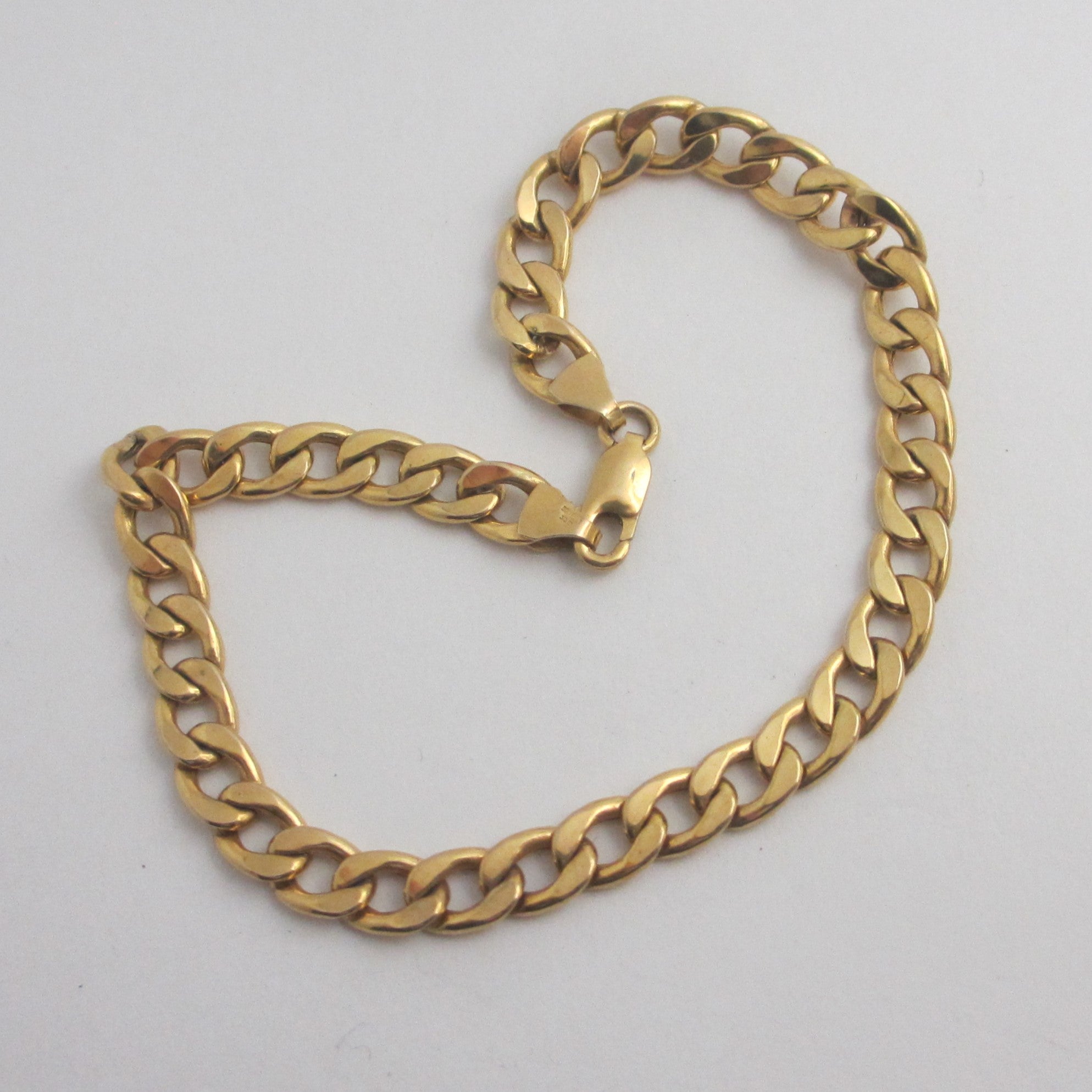 9k Gold Curb Link Chain Bracelet Vintage c1980