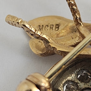Diamond in 14k Gold Bumble Bee Brooch Pin Vintage