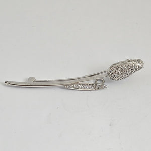14k White Gold and Diamond Tulip Flower Brooch Pin Vintage c1950
