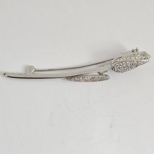 14k White Gold and Diamond Tulip Flower Brooch Pin Vintage c1950