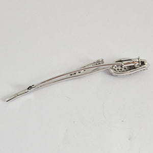 14k White Gold and Diamond Tulip Flower Brooch Pin Vintage c1950